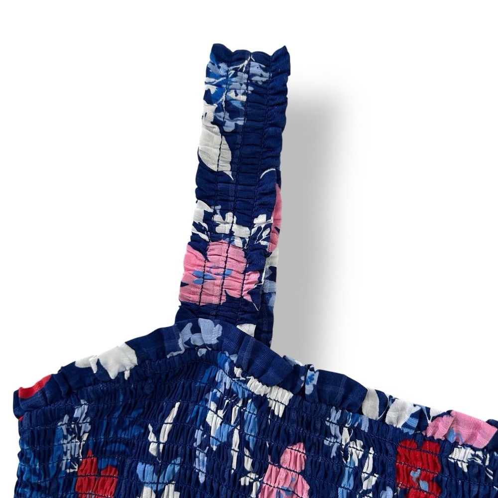 Draper James Women's Small Blue Multicolor Smocked Bodice Sheath Midi Dress NWOT - Picture 8 of 15